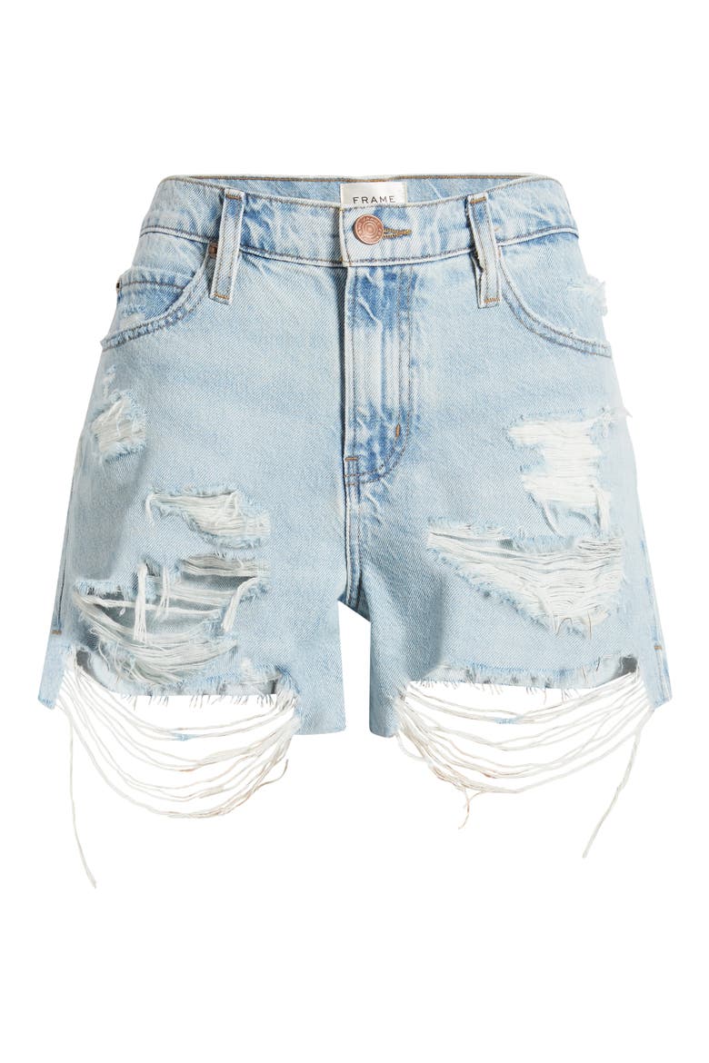 The Vintage Relaxed Denim Shorts, Alternate, color, FIZZ INDIGO DESTRUCTED