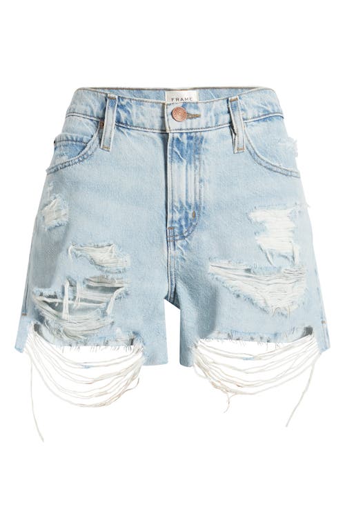 Frame The Vintage Relaxed Denim Shorts In Fizz Indigo Destructed
