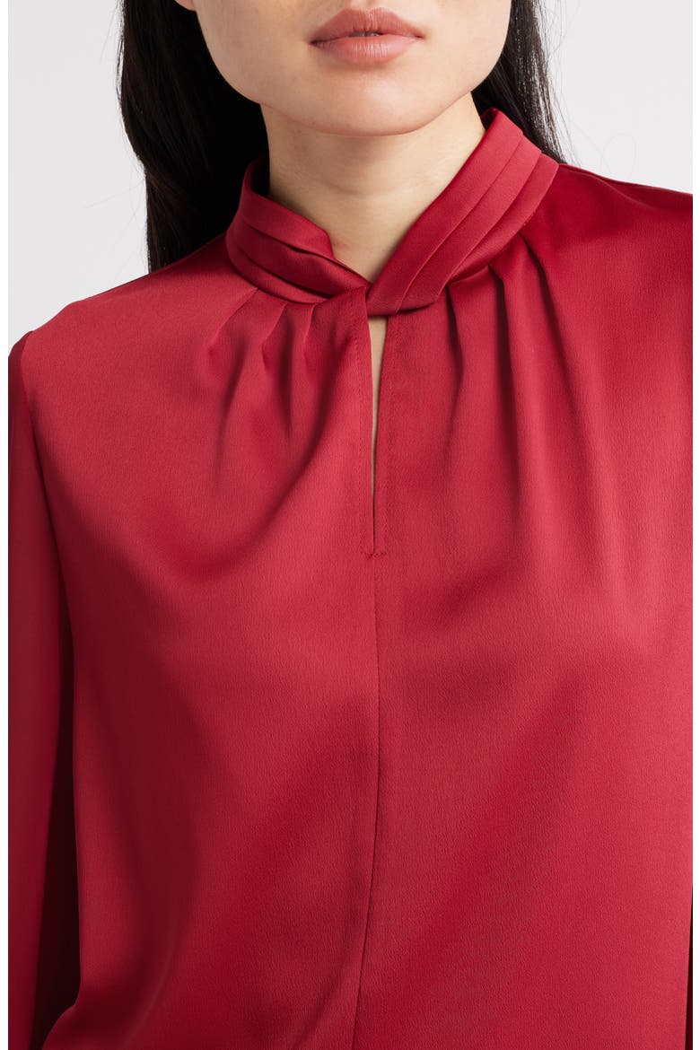 Twist Front Crépe de Chine Top, Alternate, color, SCARLET RED