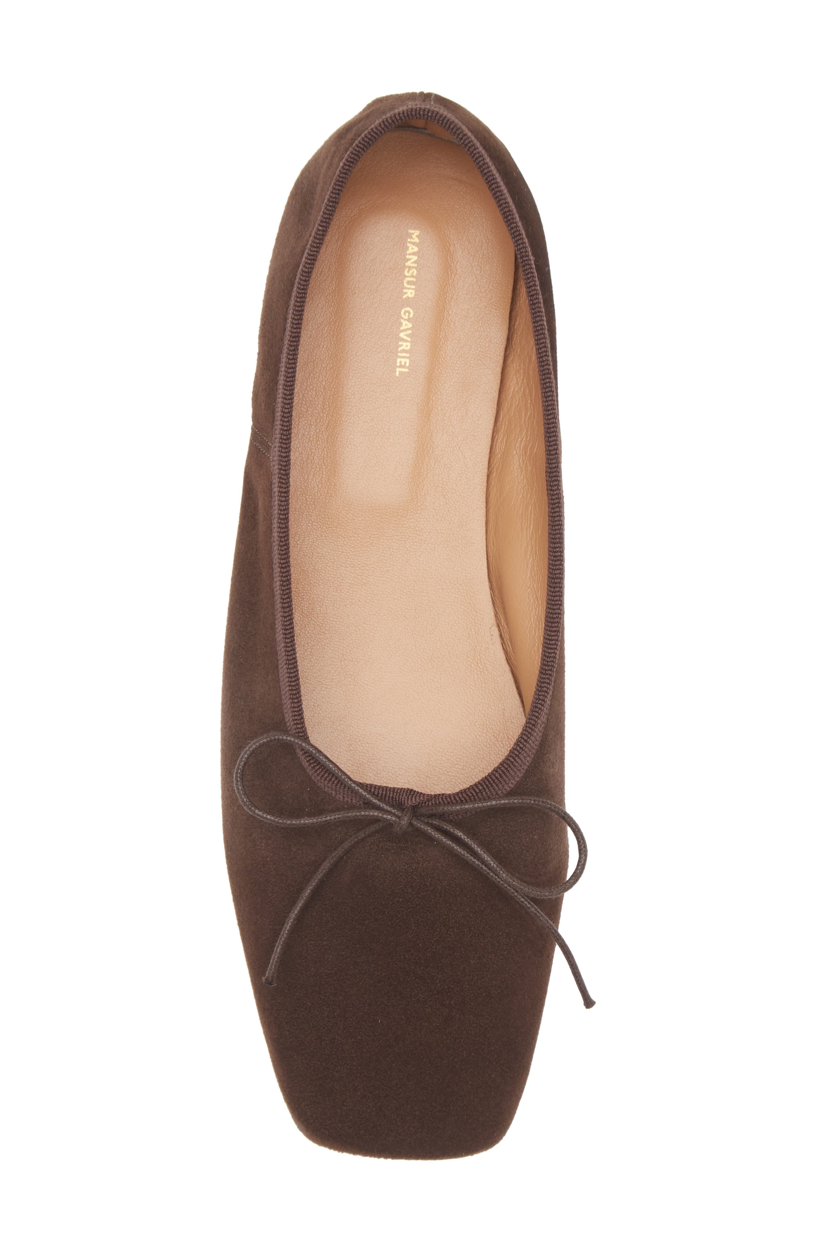 Mansur Gavriel Square Toe Ballet Flat, Alternate, color, Espresso