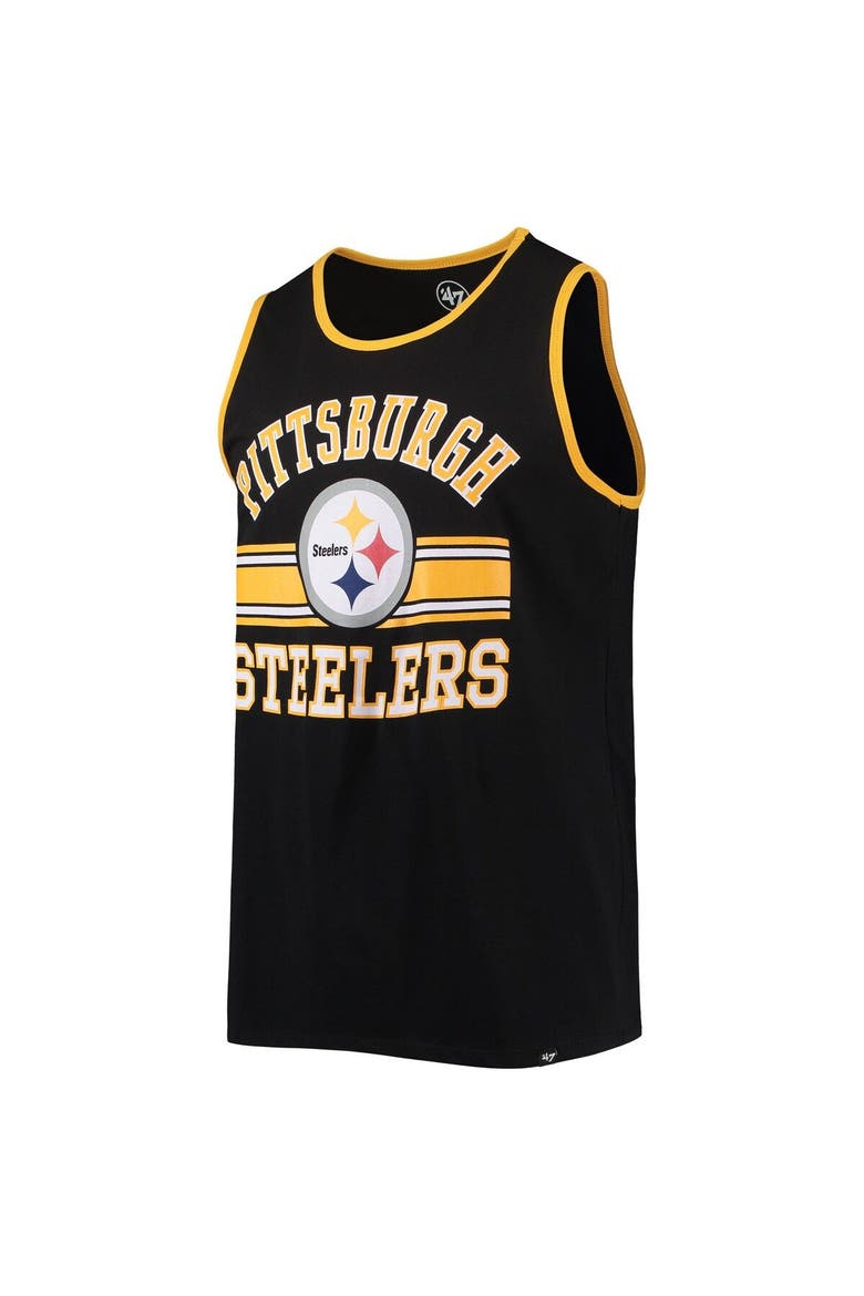 Men's '47 Black Pittsburgh Steelers Edge Super Rival Tank Top, Alternate, color, Black