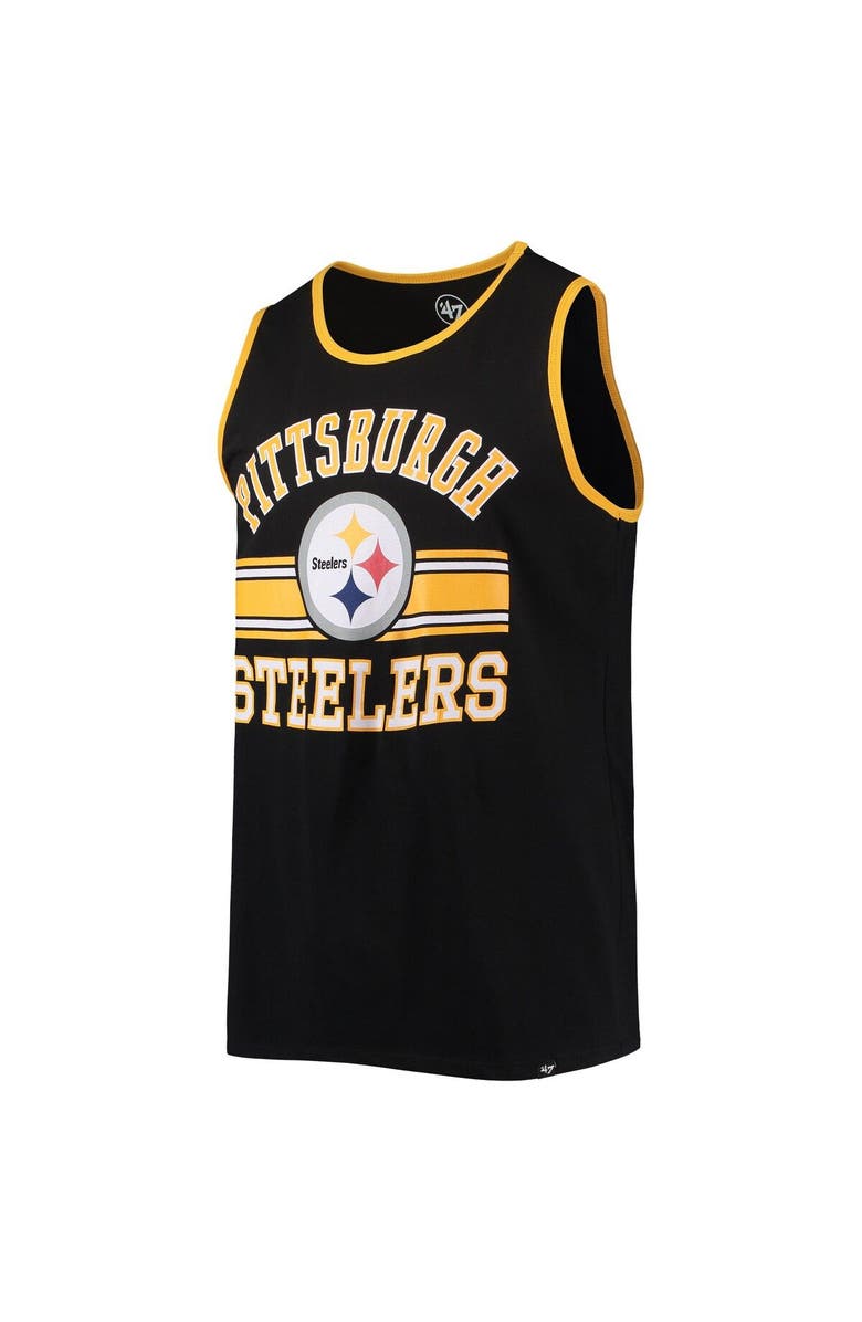 '47 Men's '47 Black Pittsburgh Steelers Edge Super Rival Tank Top, Alternate, color, 