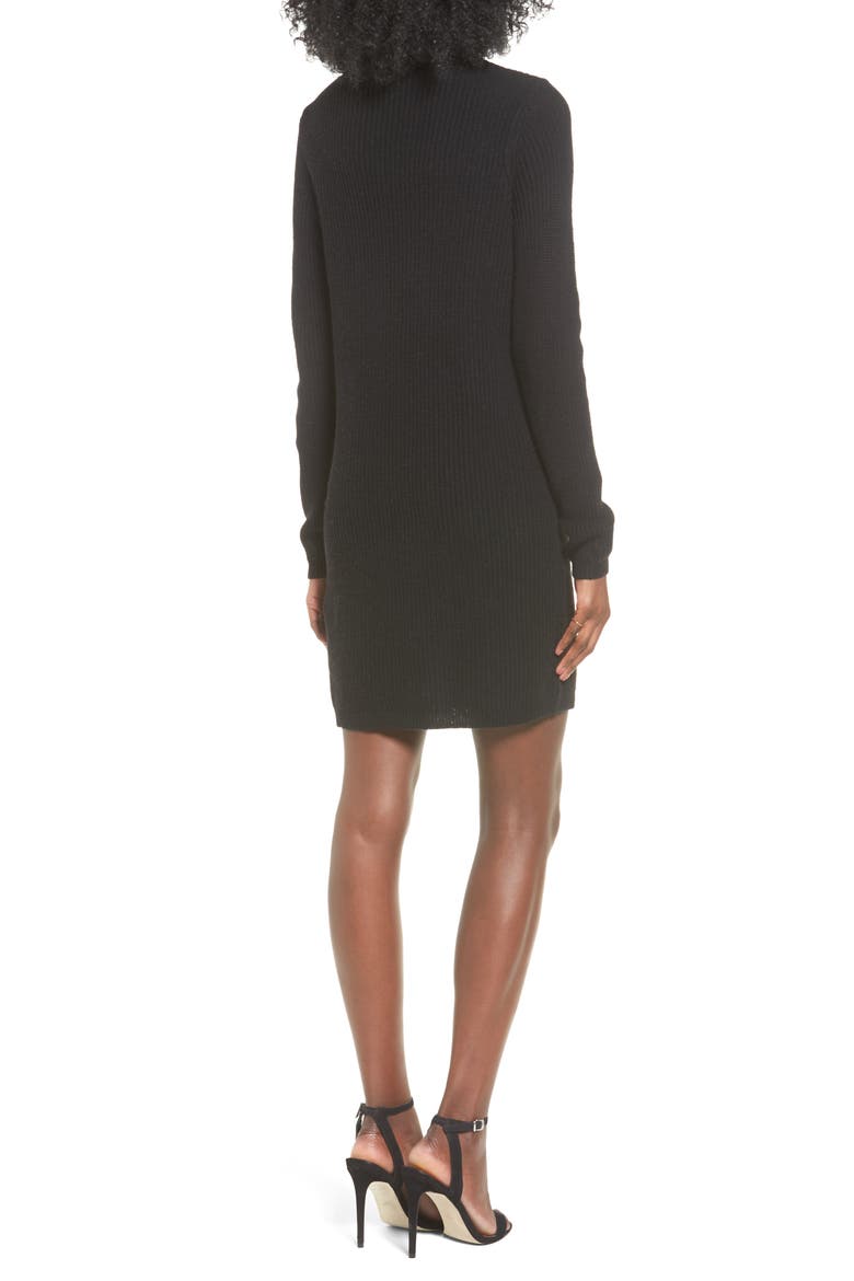 BP Cutout Choker Sweater Dress, Alternate, color, BLACK