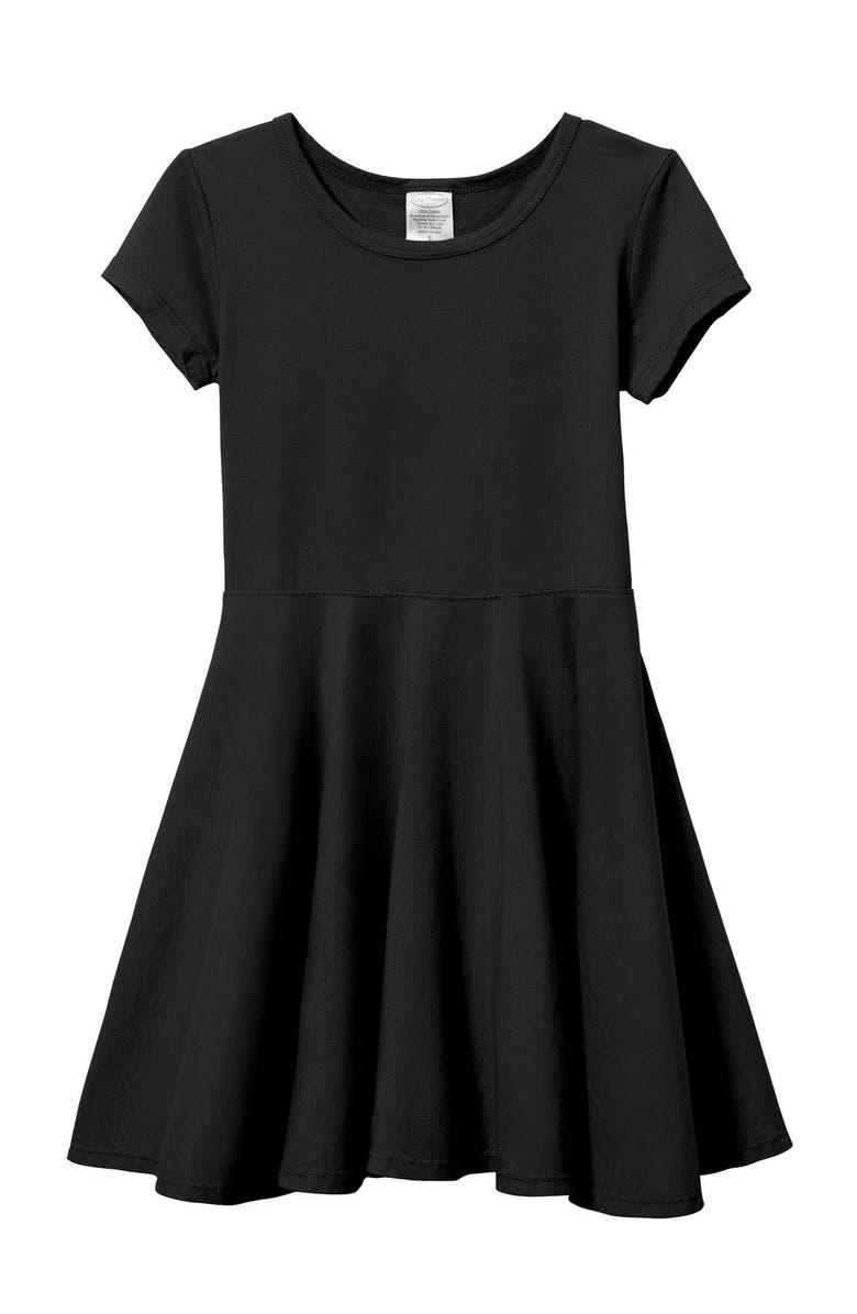 CITY THREADS Girls Jersey Short SleeveTwirly Skater Dress, Alternate, color, Black