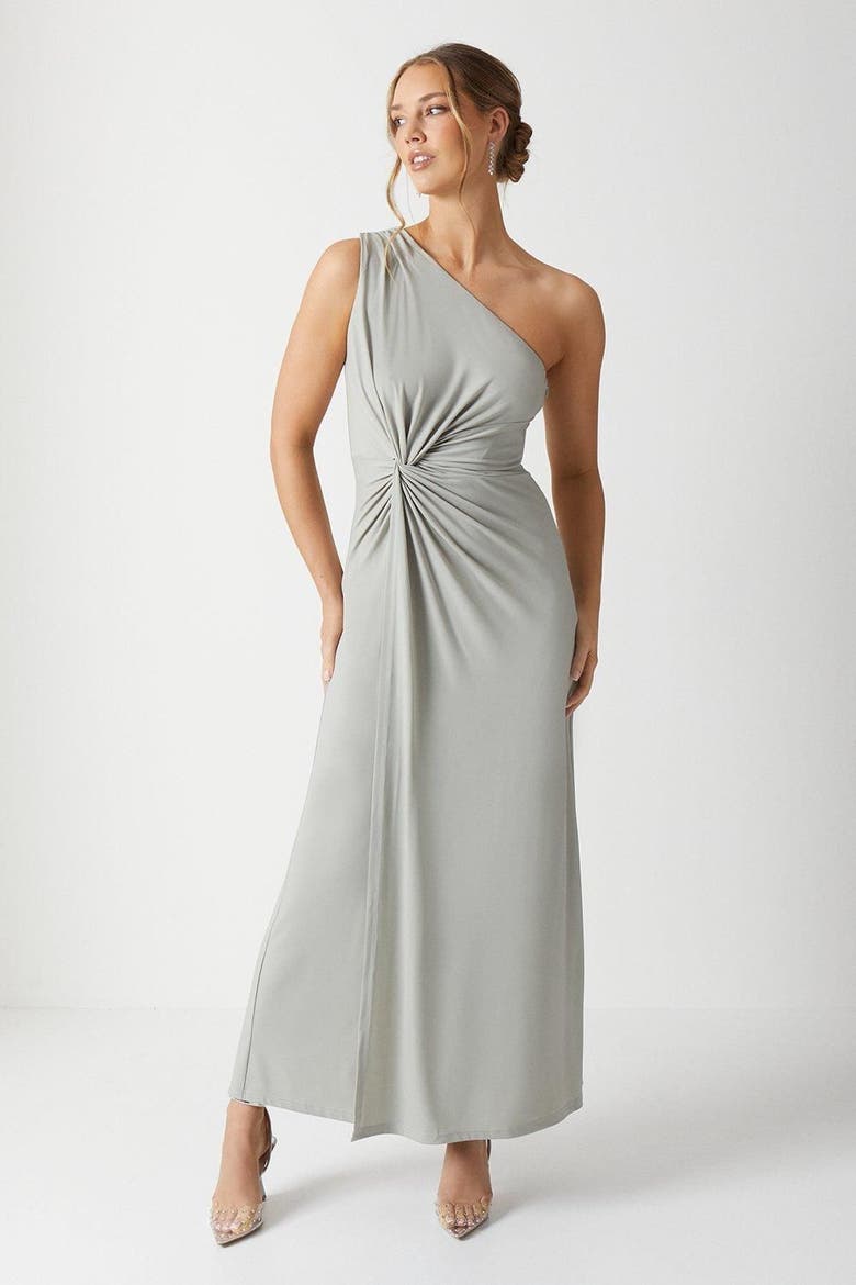 Twist One Shoulder Jersey Dress, Main, color, Sage