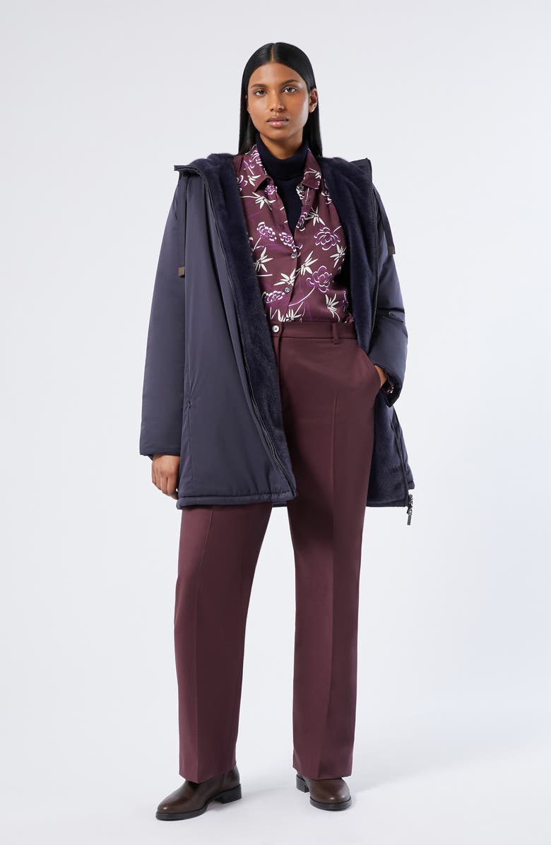 Marina Rinaldi Zuara Insulated Coat with Faux Fur Lining, Alternate, color, Midnight Blue