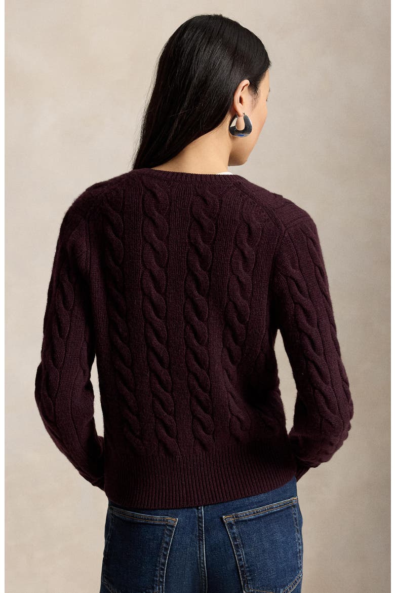 Wool & Cashmere Cardigan, Alternate, color, DAMSON