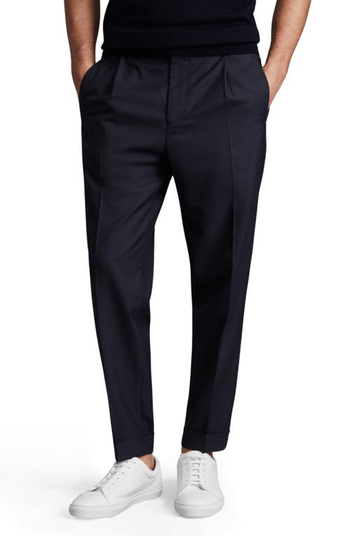 Reiss Brighton Relaxed Drawstring Trousers With Turn-ups In Blue