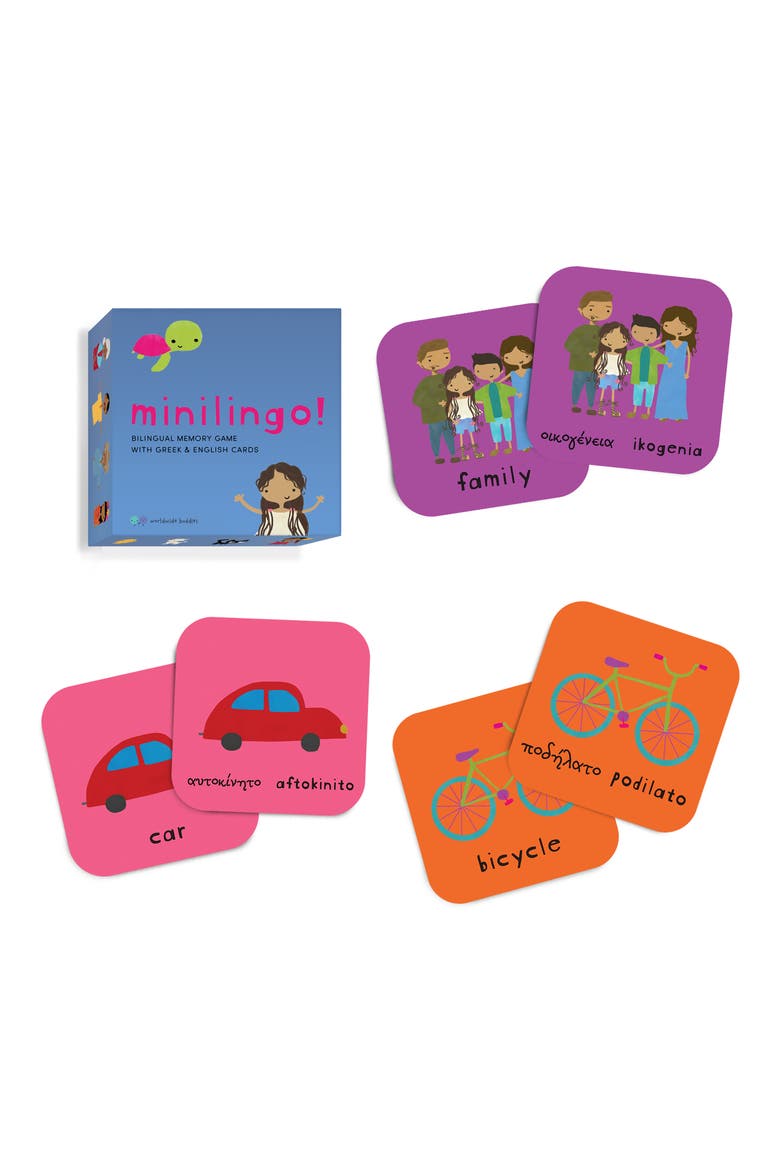 Minilingo Greek/English Bilingual Memory Card Game, Main, color, BLUE