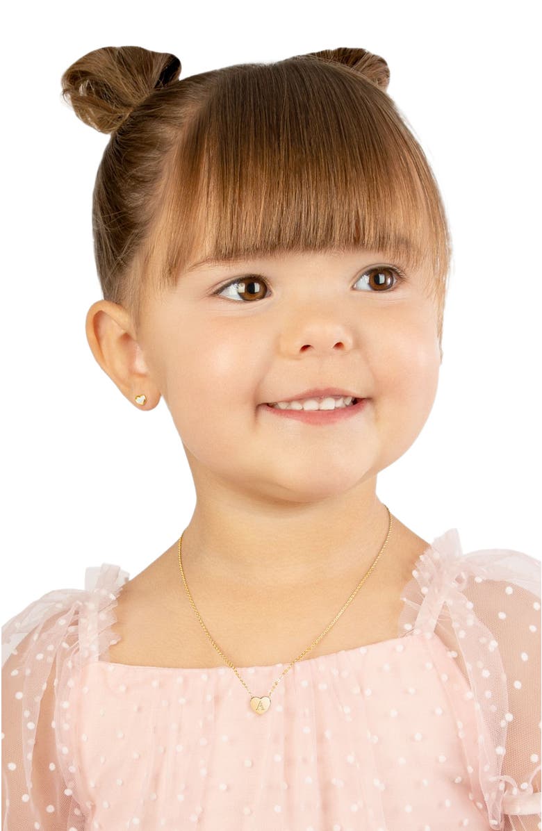 Tiny Blessings 14K Gold Mini Sliding Heart & Engraved Initial 12-14" Necklace, Alternate, color, 14K Gold - A