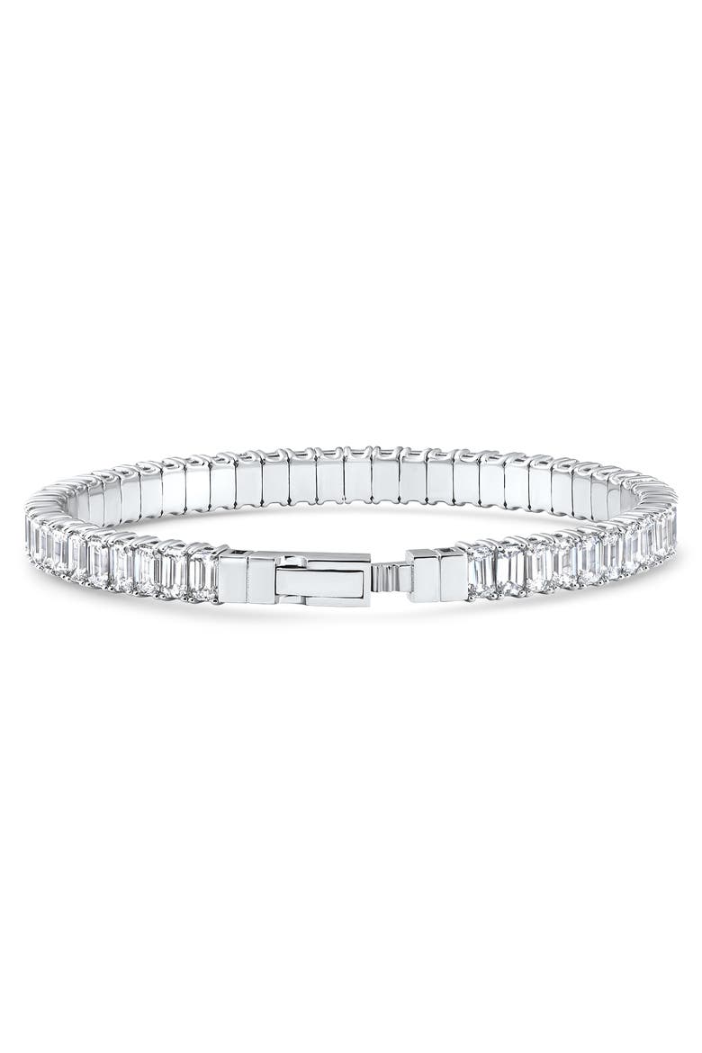 16Ct Emerald Diamond Tennis Flexible Bangle Bracelet 14k Gold Lab Grown, Alternate, color, 14k White Gold