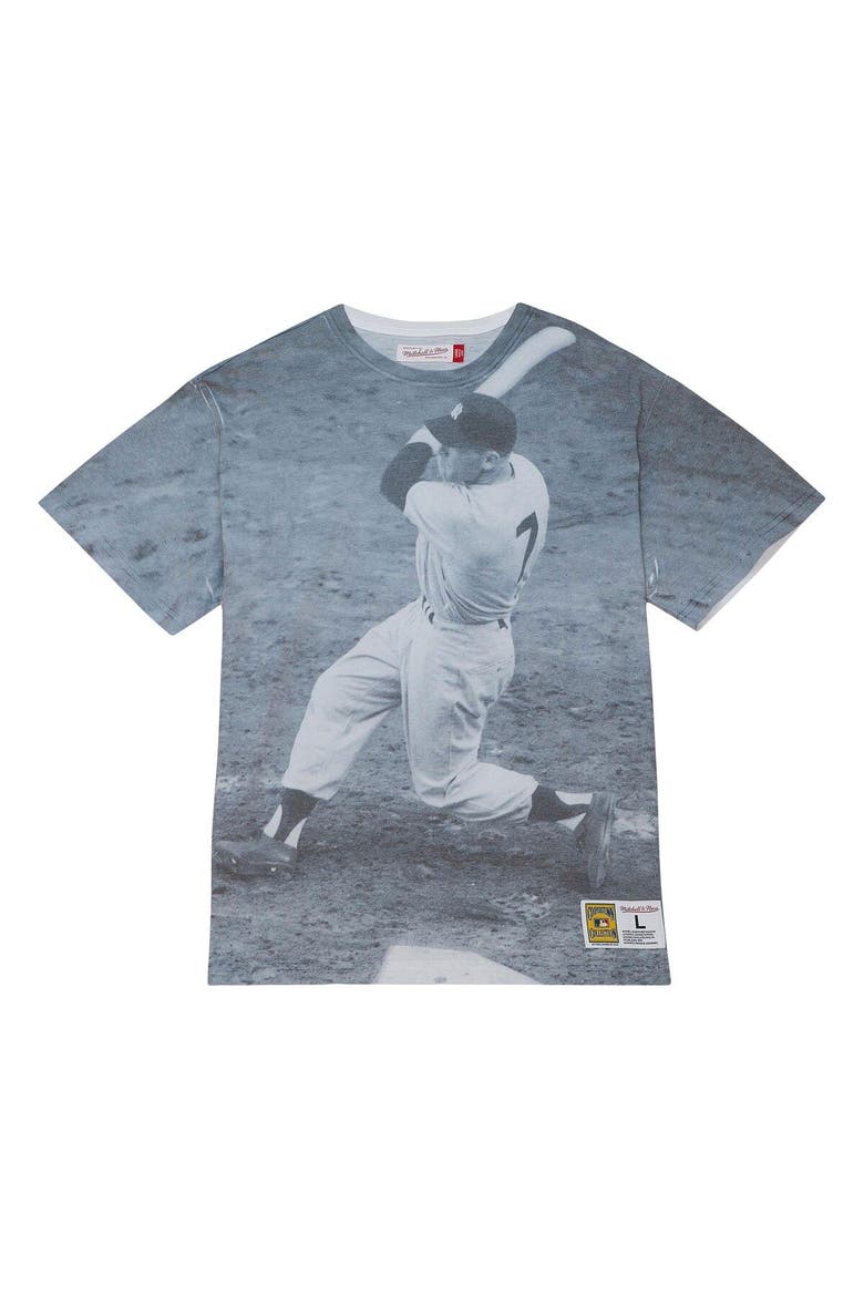 Men's Mitchell & Ness Mickey Mantle New York Yankees Cooperstown Collection Highlight Sublimated Player Graphic T-Shirt, Alternate, color, White