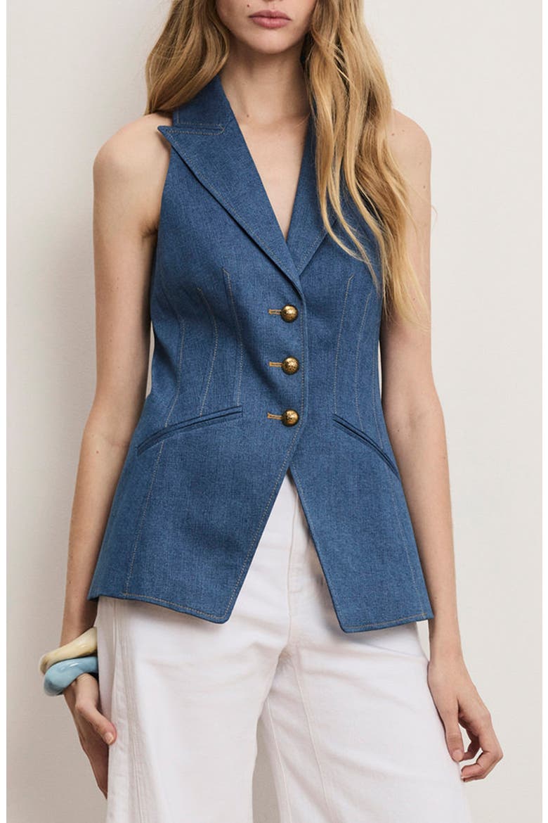 Costa Denim Vest, Main, color, COSMO