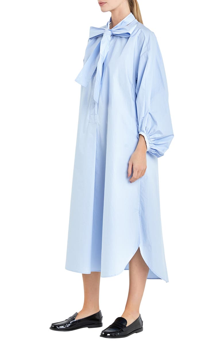 English Factory Bow Tie Long Sleeve Maxi Dress, Alternate, color, 