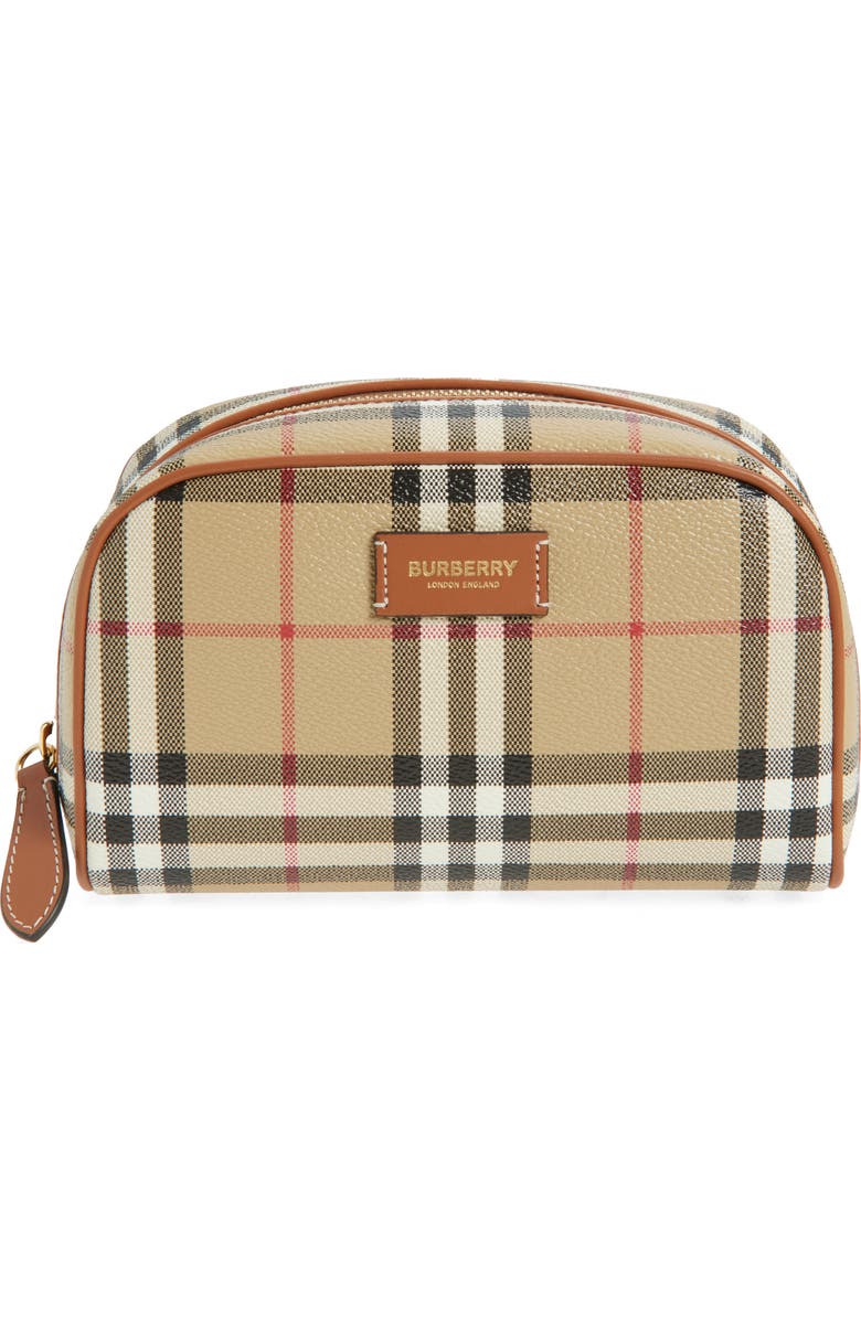 Burberry Medium Check Coated Canvas Cosmetics Pouch, Main, color,