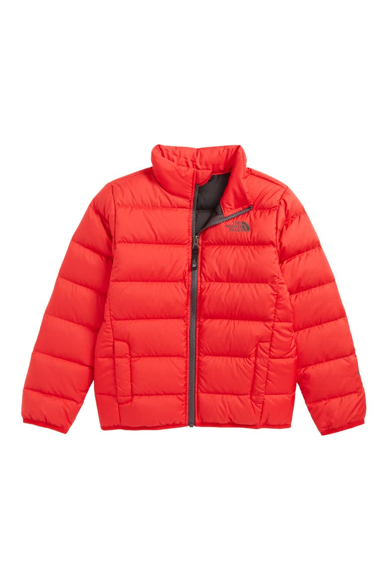 Andes Water Repellent 550-Fill Power Down Jacket, Main, color, TNF RED/ GRAPHITE GREY