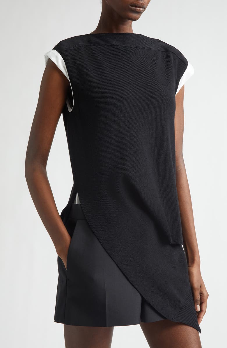 Sacai Suiting X Knit Dress, Alternate, color, Black