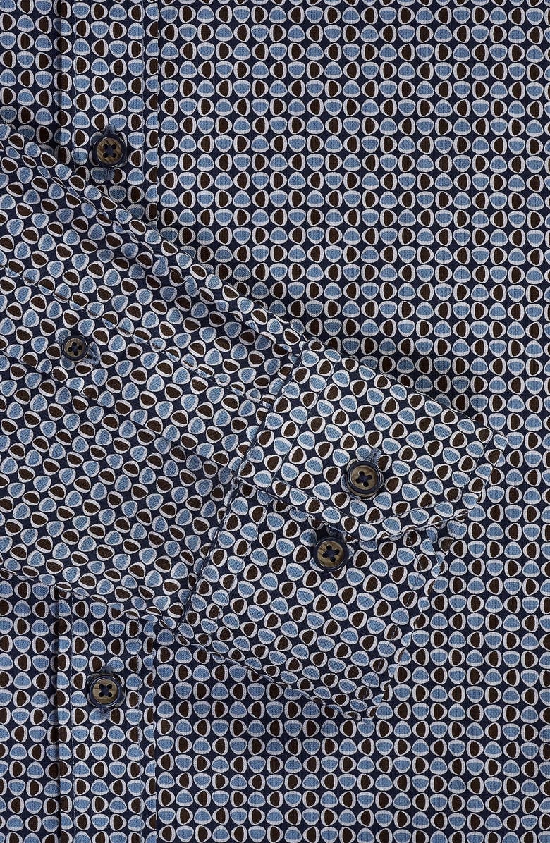 Bugatchi Julian Shaped Fit Neat Cotton Button-Up Shirt, Alternate, color, Truffle