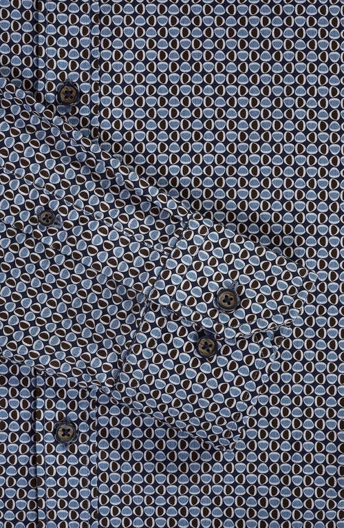 Bugatchi Julian Shaped Fit Neat Cotton Button-up Shirt In Brown