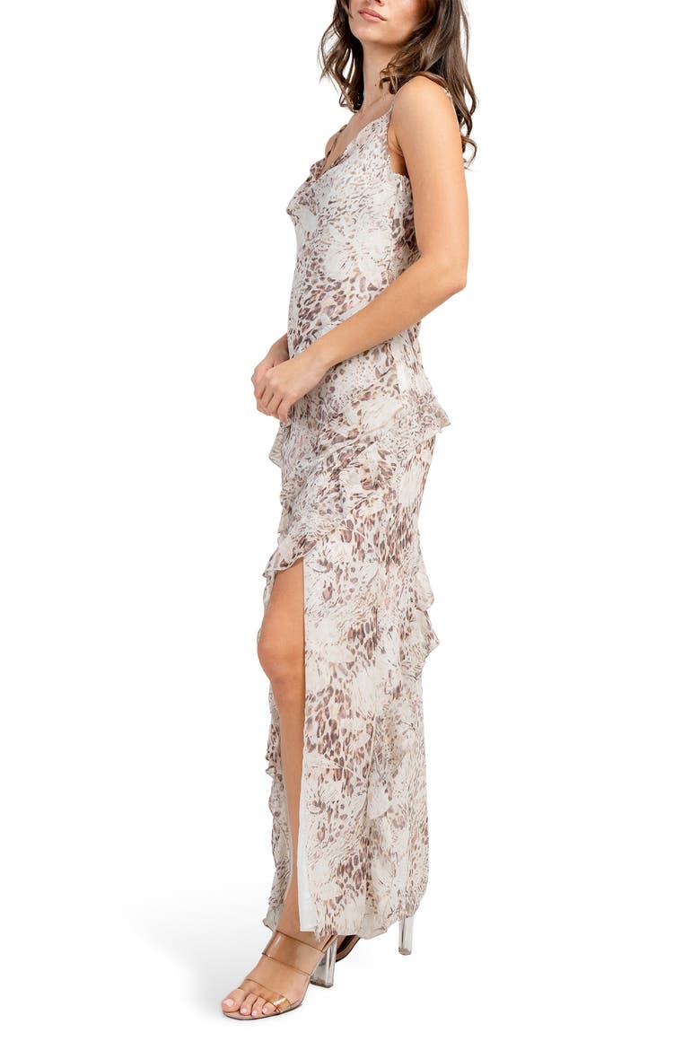 Ruffle Maxi Dress, Alternate, color, CREAM LEOPARD