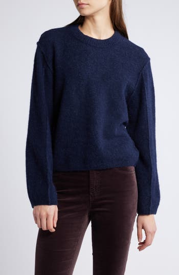 & Other Stories Seam Sleeve Crewneck Sweater In Blue Dark
