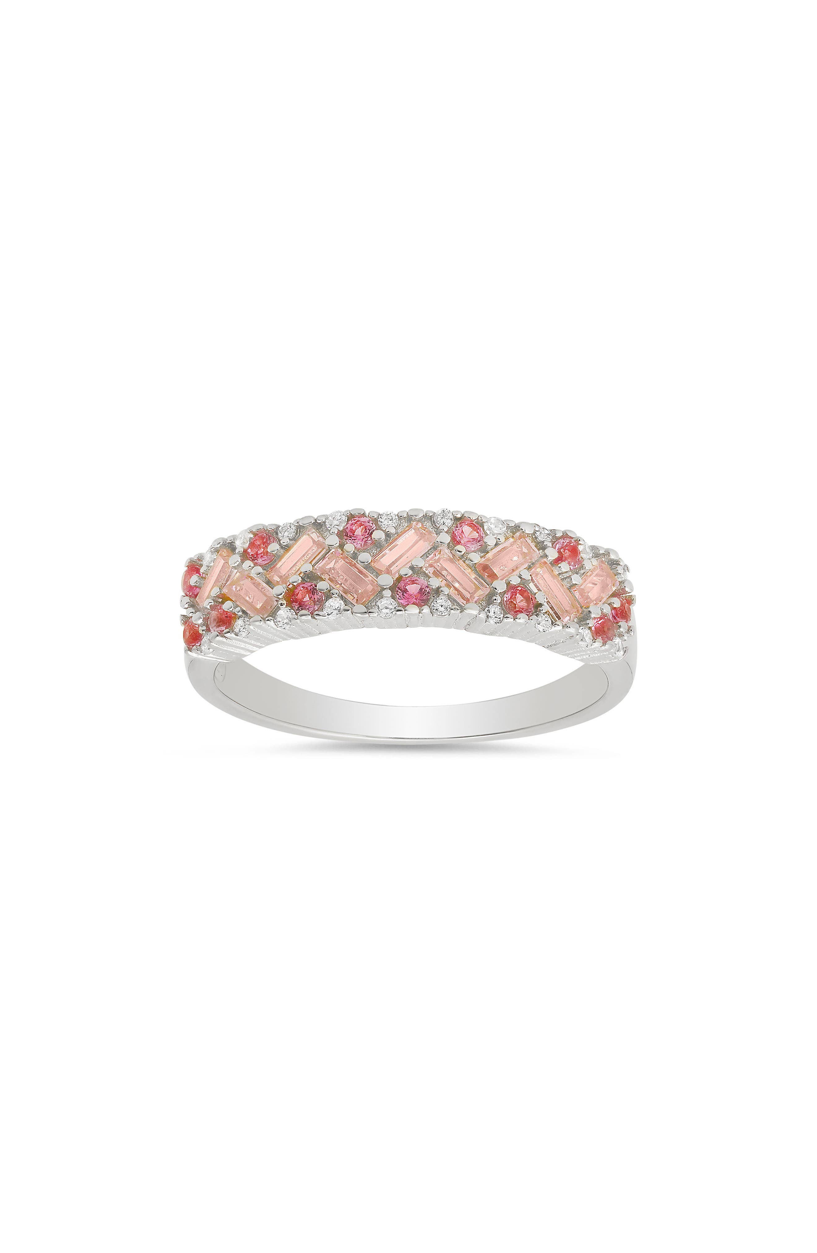 Queen Jewels Pink & White CZ Pavé Ring