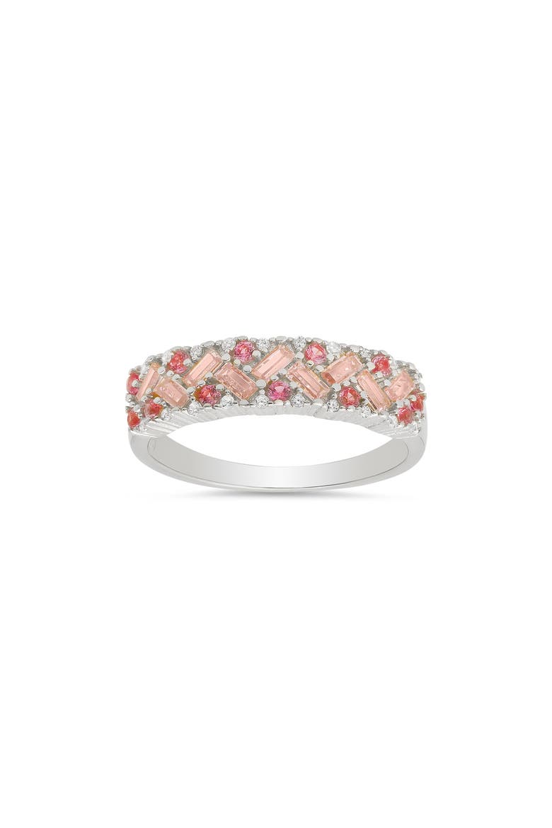 Pink & White CZ Pavé Ring, Main, color, SILVER