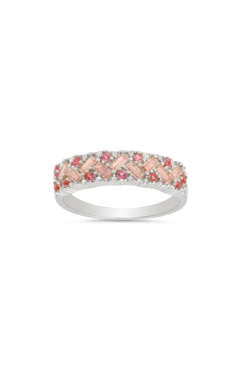 Pink & White CZ Pavé Ring