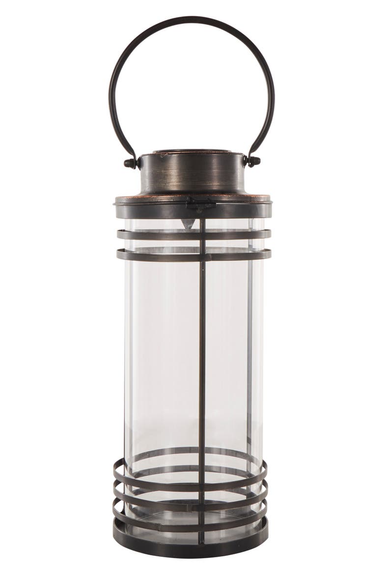 Black Metal Candle Lantern, Alternate, color, BLACK
