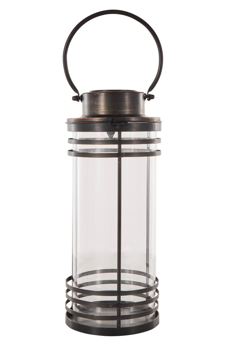 GINGER BIRCH STUDIO Black Metal Candle Lantern, Alternate, color, Black