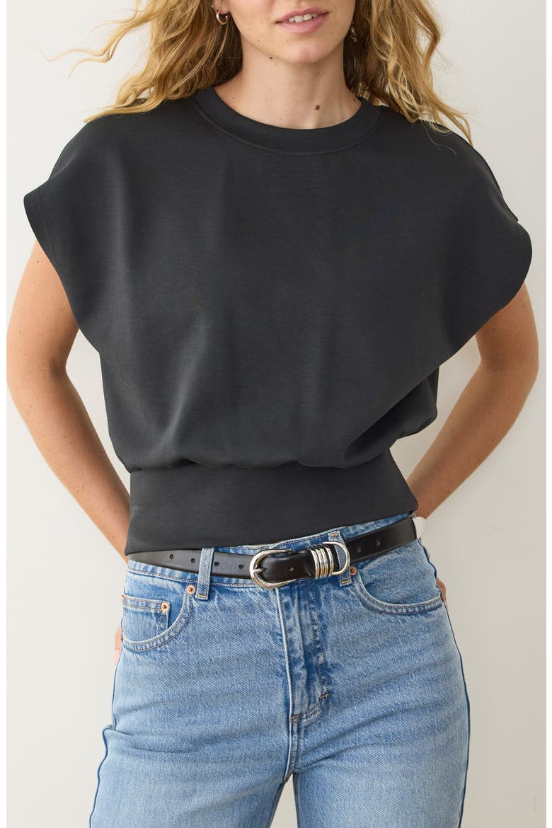 Nova Organic Cotton Blend Bubble Top, Main, color, WASHED BLACK