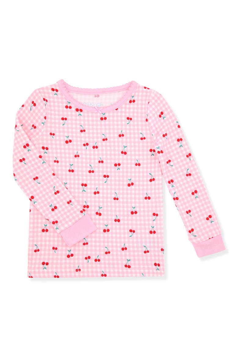 Print Fitted Two-Piece Pajamas & Socks Set, Alternate, color, PINK