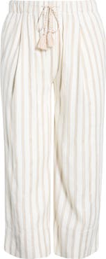 Liverpool Los Angeles Stripe Pull-On Crop Wide Leg Pants