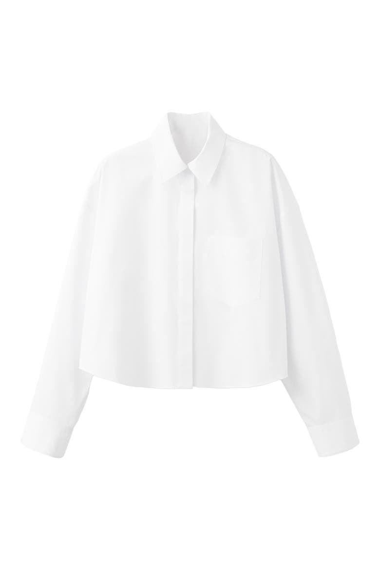 Crop Button-Up Shirt, Alternate, color, OFF WHITE