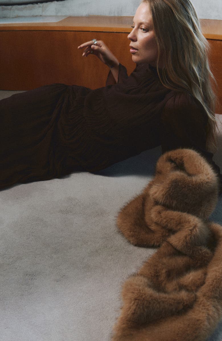 MANGO Long Sleeve Tiered Dress, Alternate, color, Chocolate