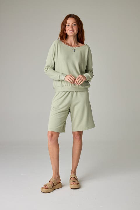 Baikal Eco-Luxe Fleece Off-Shoulder Crop Top - Cloud-Soft Comfort