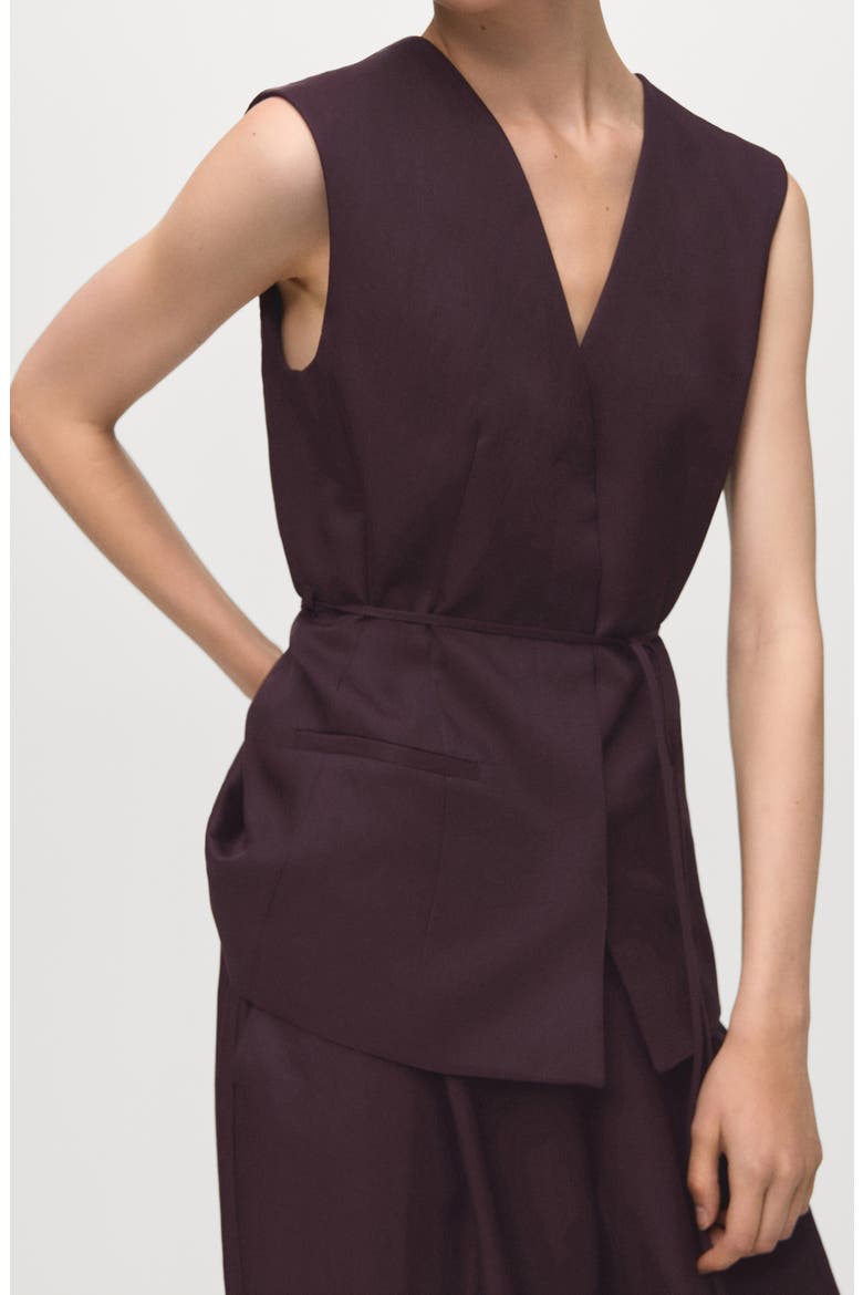 Tie Waist Vest, Alternate, color, BURGUNDY