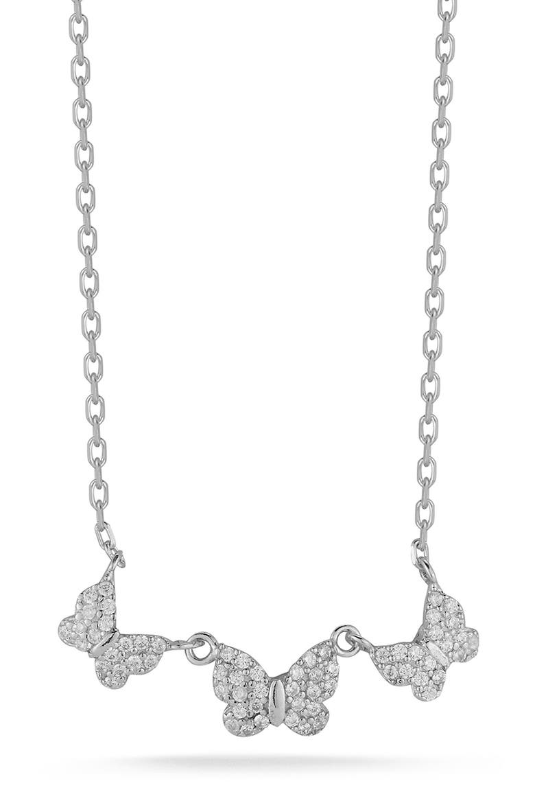 Cubic Zirconia Butterfly Frontal Necklace, Main, color, SILVER