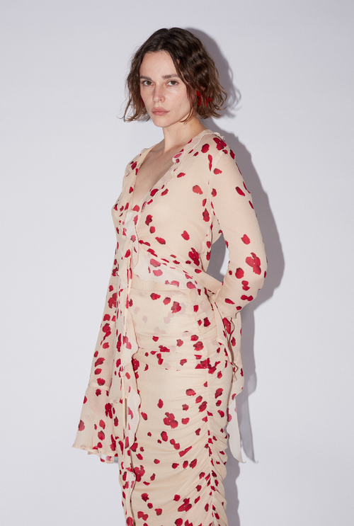Saemdi Rose Chiffon Skirt In Nude Rose