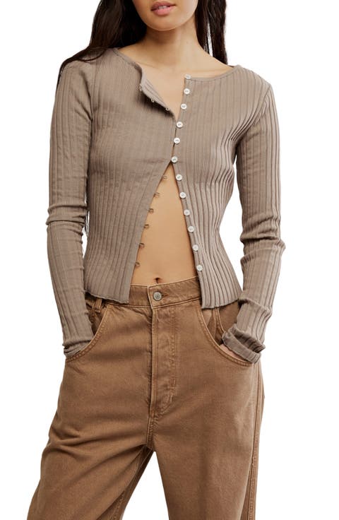 Tilly Rib Long Sleeve Button-Up Top