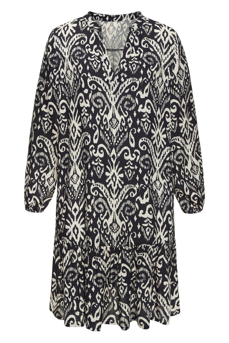 Printed Tunic Dress, Alternate, color, Navy Beige