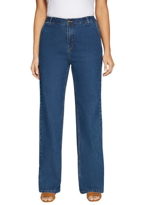 Jessica London True Fit Stretch Denim Wide Leg Jean In Blue