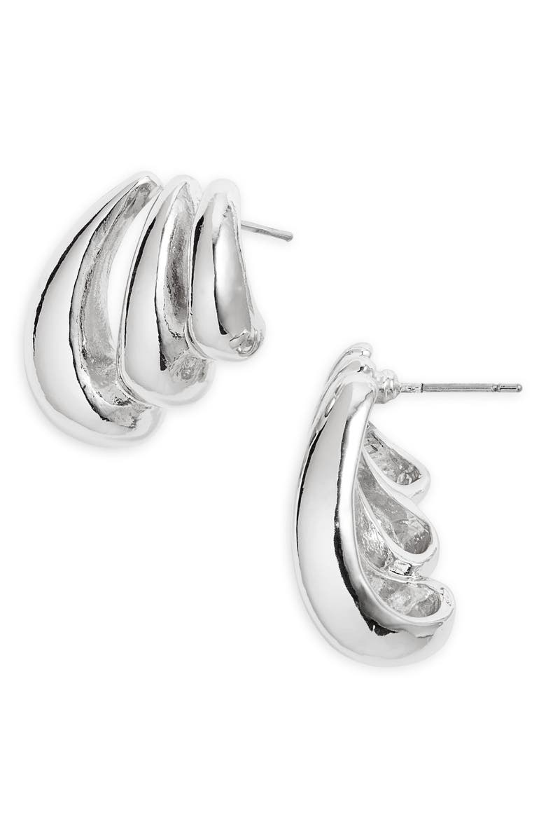 Open Edit Triple Teadrop Stud Earrings, Main, color, Silver