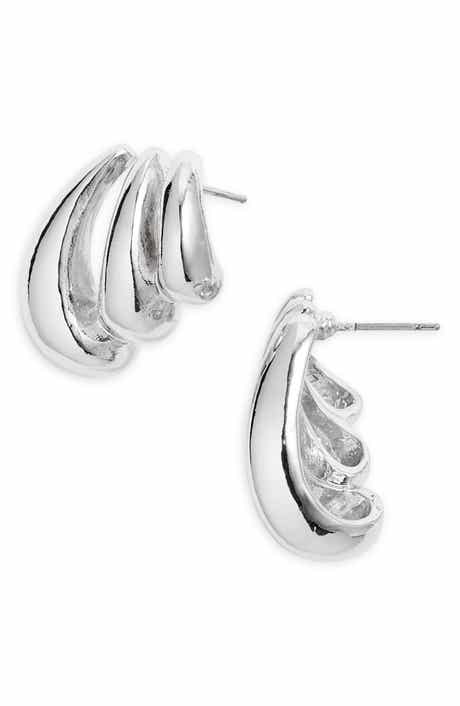 Open Edit Triple Teadrop Stud Earrings