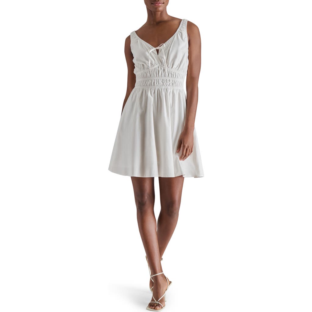 Steve Madden Channeled Waist Cotton Poplin Minidress In Antique