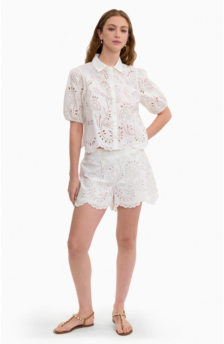 Rebecca Taylor Brielle Poplin Eyelet Shirt, Main, color, Ivory