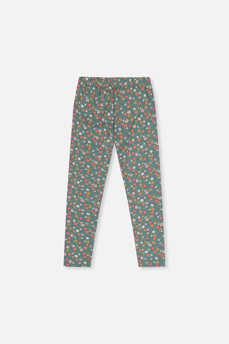 Organic Cotton Ditsy Floral Elastic Waist Leggings, Alternate, color, Green Floral Print