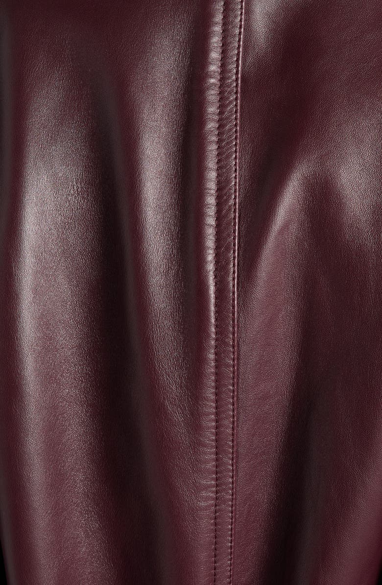 Bottega Veneta Fish Lapel Leather Belted Coat, Alternate, color, 6840 Aubergine