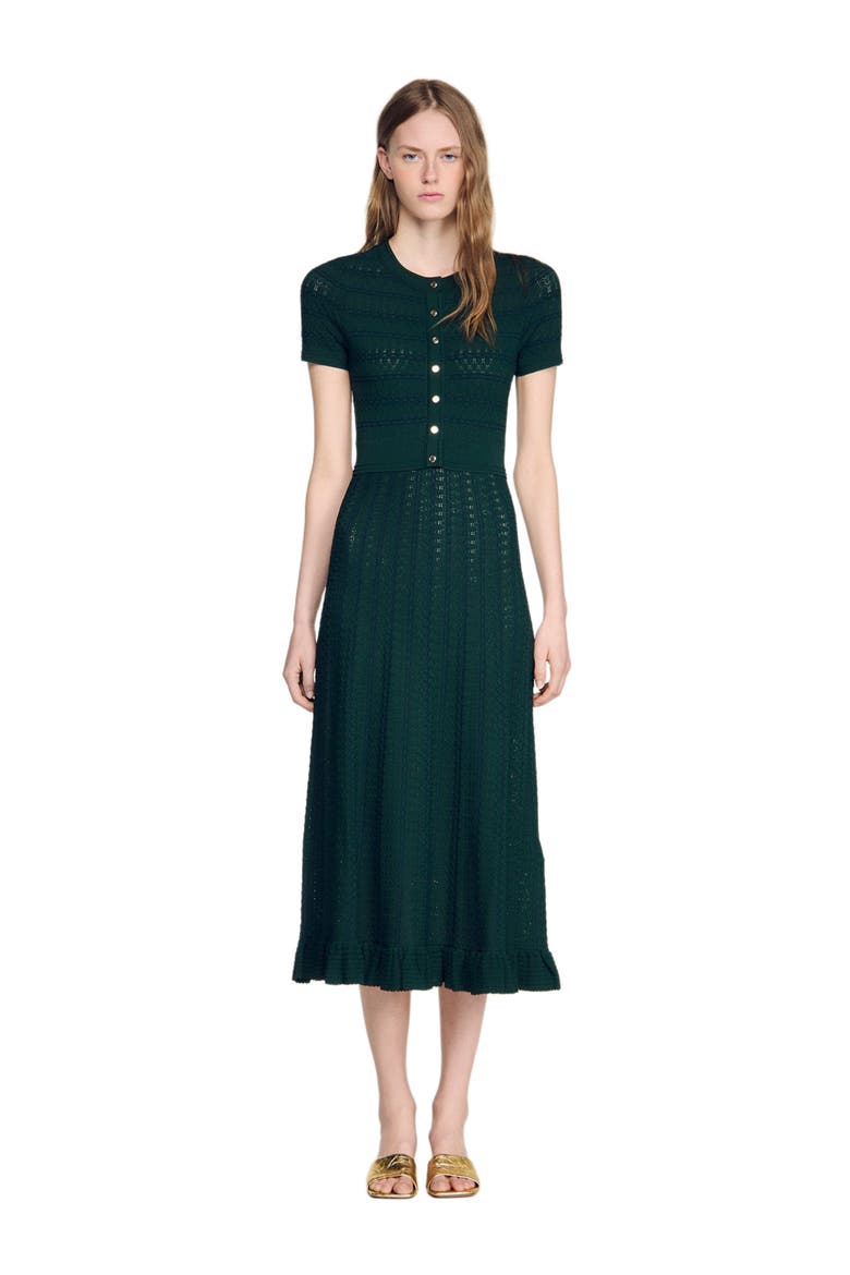 Pointelle knit maxi dress, Main, color, Green