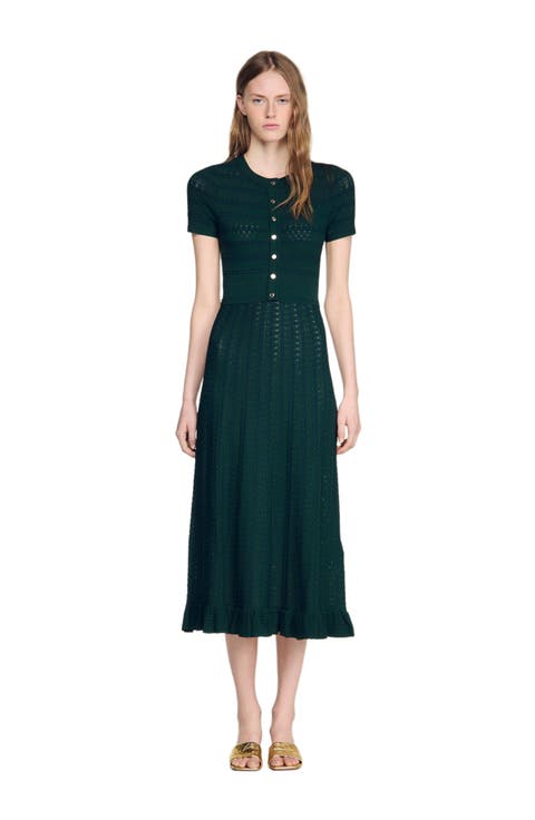 Pointelle knit maxi dress